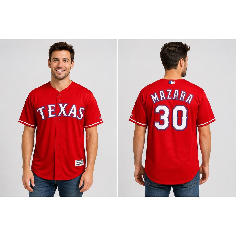 Majestic Texas Rangers Nomar Mazara 30 MLB Jersey Red Cool Base Mens 2XL